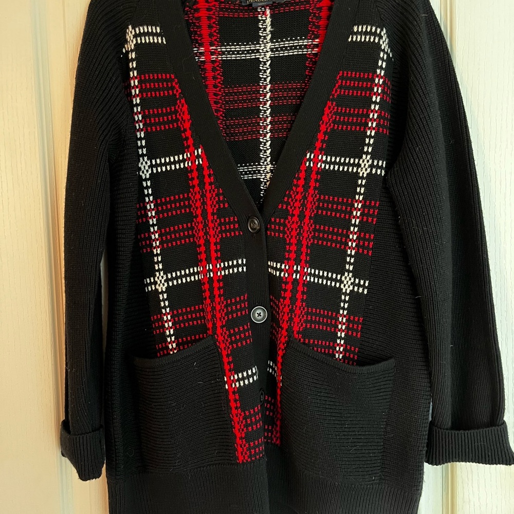 Pendleton Black and Red Plaid Cardigan